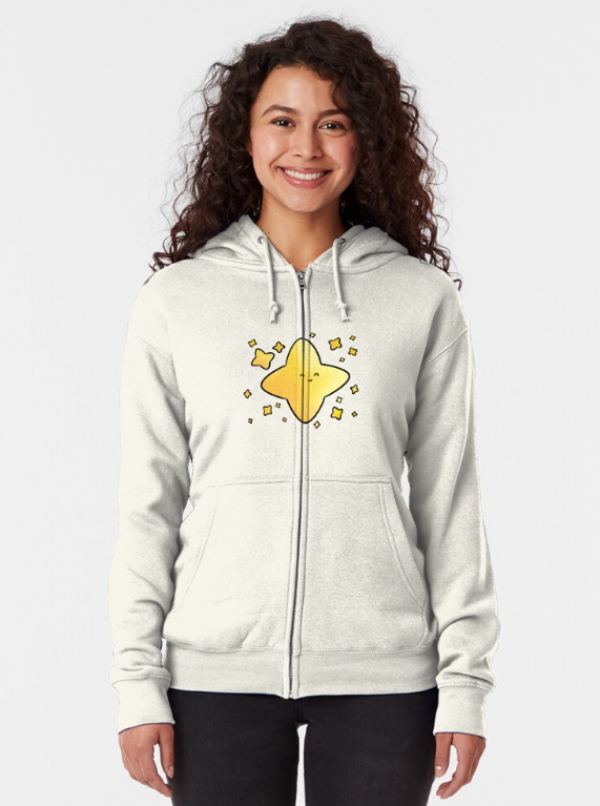 Hoodie dengan motif bintang-bintang kecil yang manis
